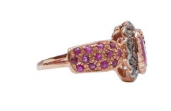 Rubies, Diamonds, Rose Gold and Silver Ring.