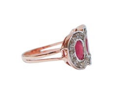 Rubies, Diamonds, Rose Gold and Silver Ring.