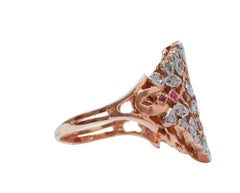 Rubies, Diamonds, Rose Gold and Silver Ring.