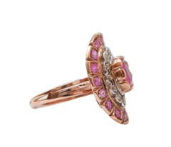 Rubies, Diamonds, Rose Gold and Silver Ring.