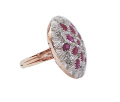 Rubies, Diamonds, Rose Gold and Silver Ring.