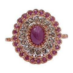 Rubies, Diamonds, Rose Gold and Silver Ring.