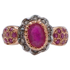 Rubies, Diamonds, Rose Gold and Silver Ring.