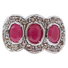 Rubies, Diamonds, Rose Gold and Silver Ring.