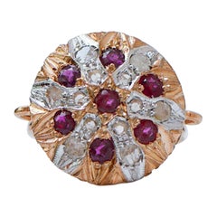 Rubies, Diamonds, Rose Gold and Silver Ring.