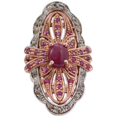 Rubies, Diamonds, Rose Gold and Silver Ring.