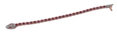 Rubies, Diamonds, Rose Gold and Silver Snake Bracelet.