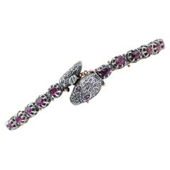 Rubies, Diamonds, Rose Gold and Silver Snake Bracelet