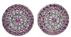 Rubies, Diamonds, Rose Gold and Silver Stud Earrings