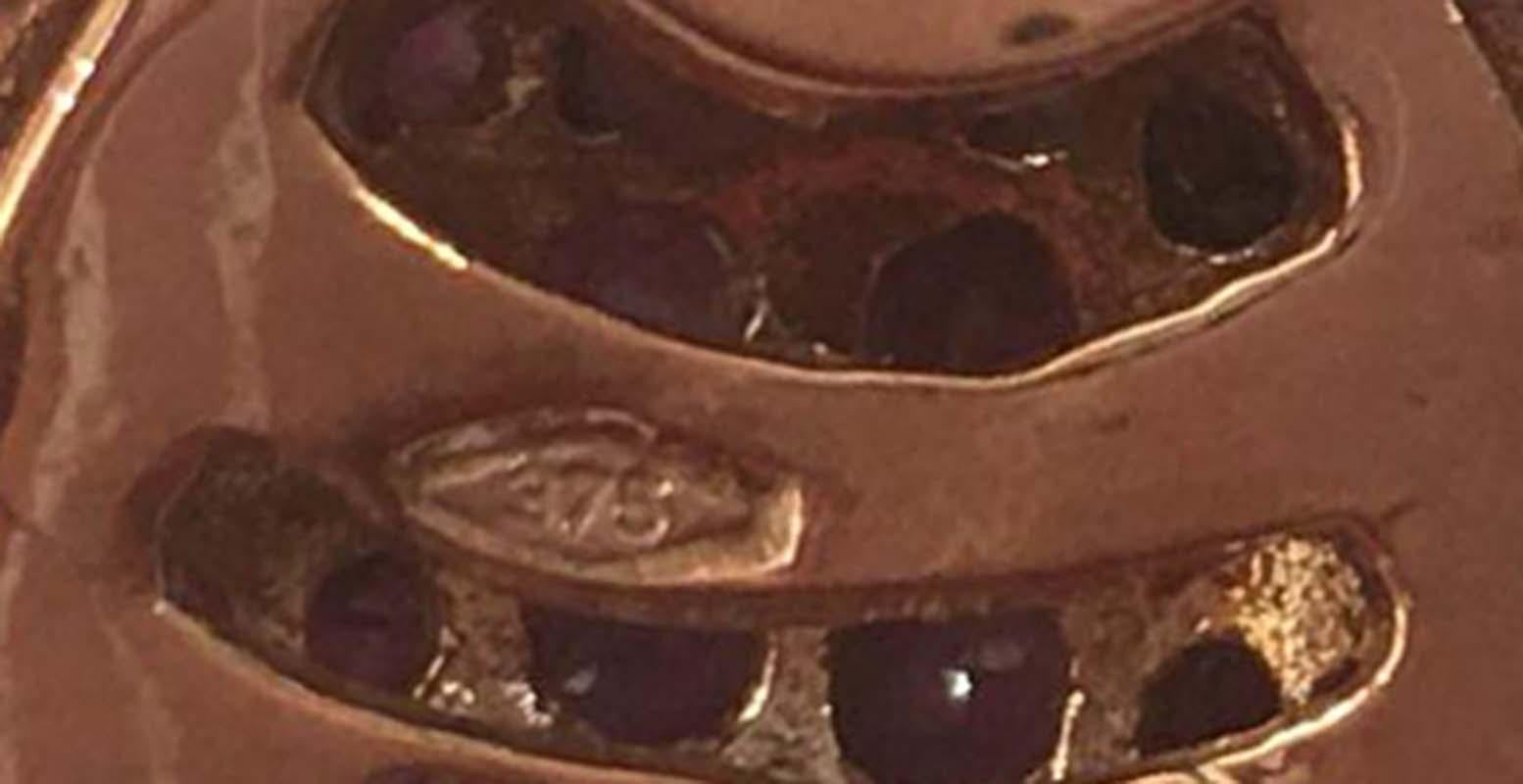 Donna Rubini, diamanti, tsavorite, oro rosa e argento Forma della mosca  Anello. in vendita