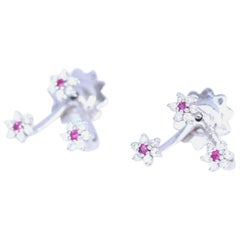 Rubies Diamonds White 18 Karat Gold Italian Earrings Whimsical