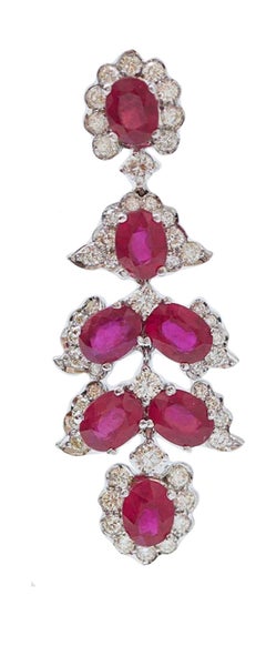 Rubies, Diamonds, White Gold Earrings.