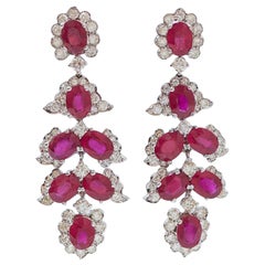 Rubies, Diamonds, White Gold Earrings.