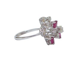Rubies, Diamonds, White Gold Ring.