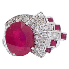 Rubies, Diamonds, White Gold Ring.