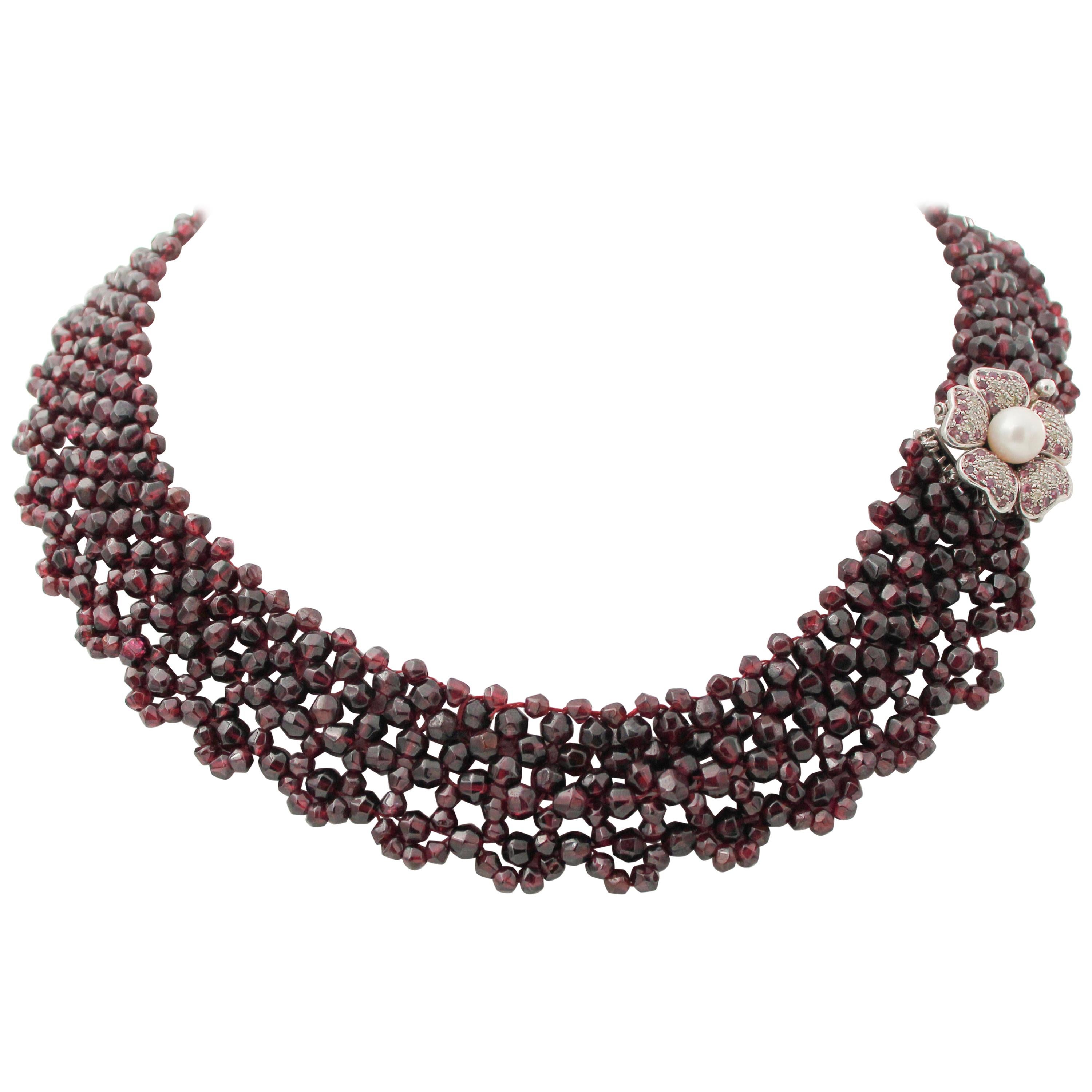 MultriStrand Necklace, Diamonds, Emeralds, Painted Hard Stone