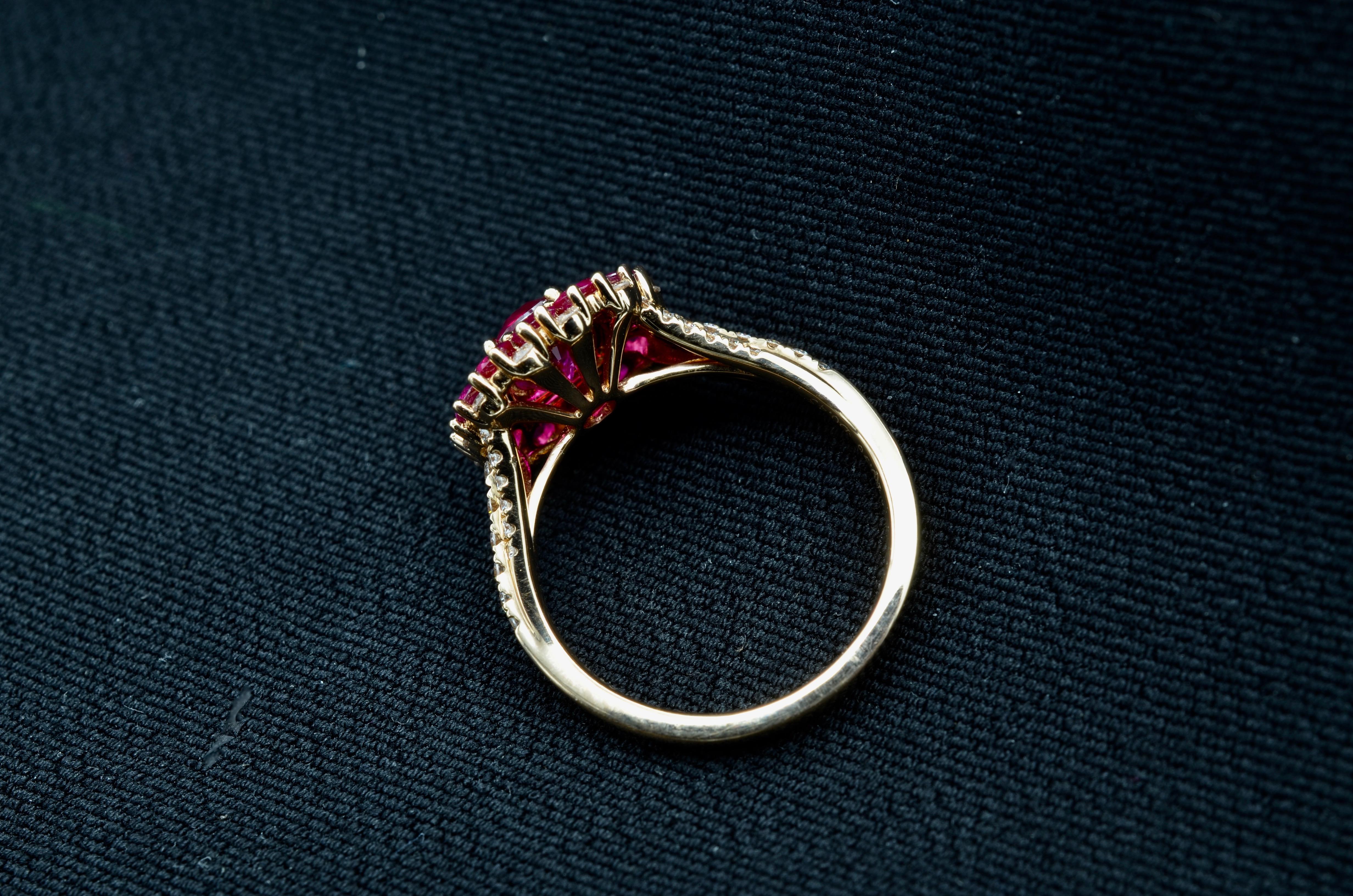 Rubies Loves Diamond Ring Love Rose Gold Love Valentine In Excellent Condition In Berkeley, CA