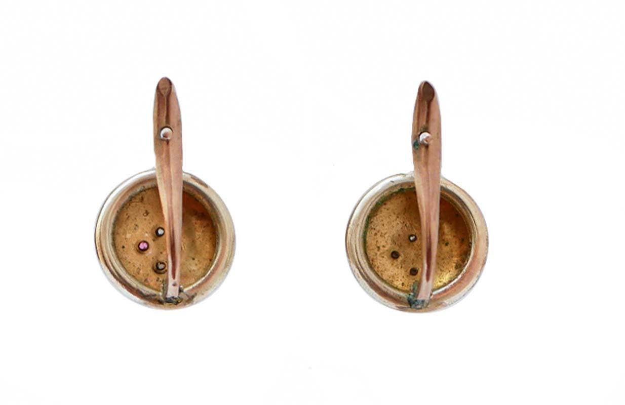 Rubies, Pearls, Rose Gold Earrings. Retro en venta