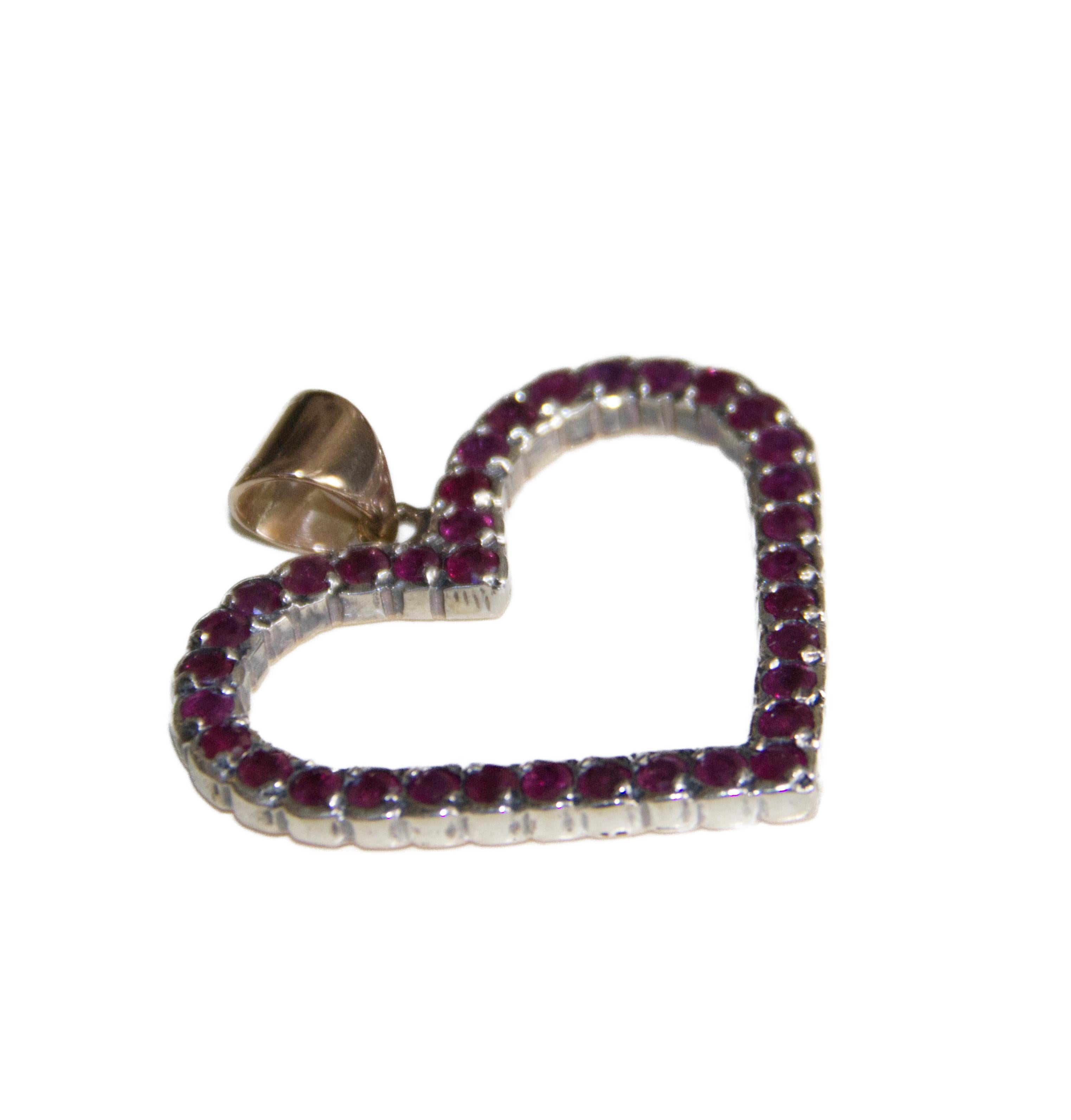 Rubies Yellow Gold 9 Karat Pendant Necklace In Excellent Condition For Sale In Marcianise, IT