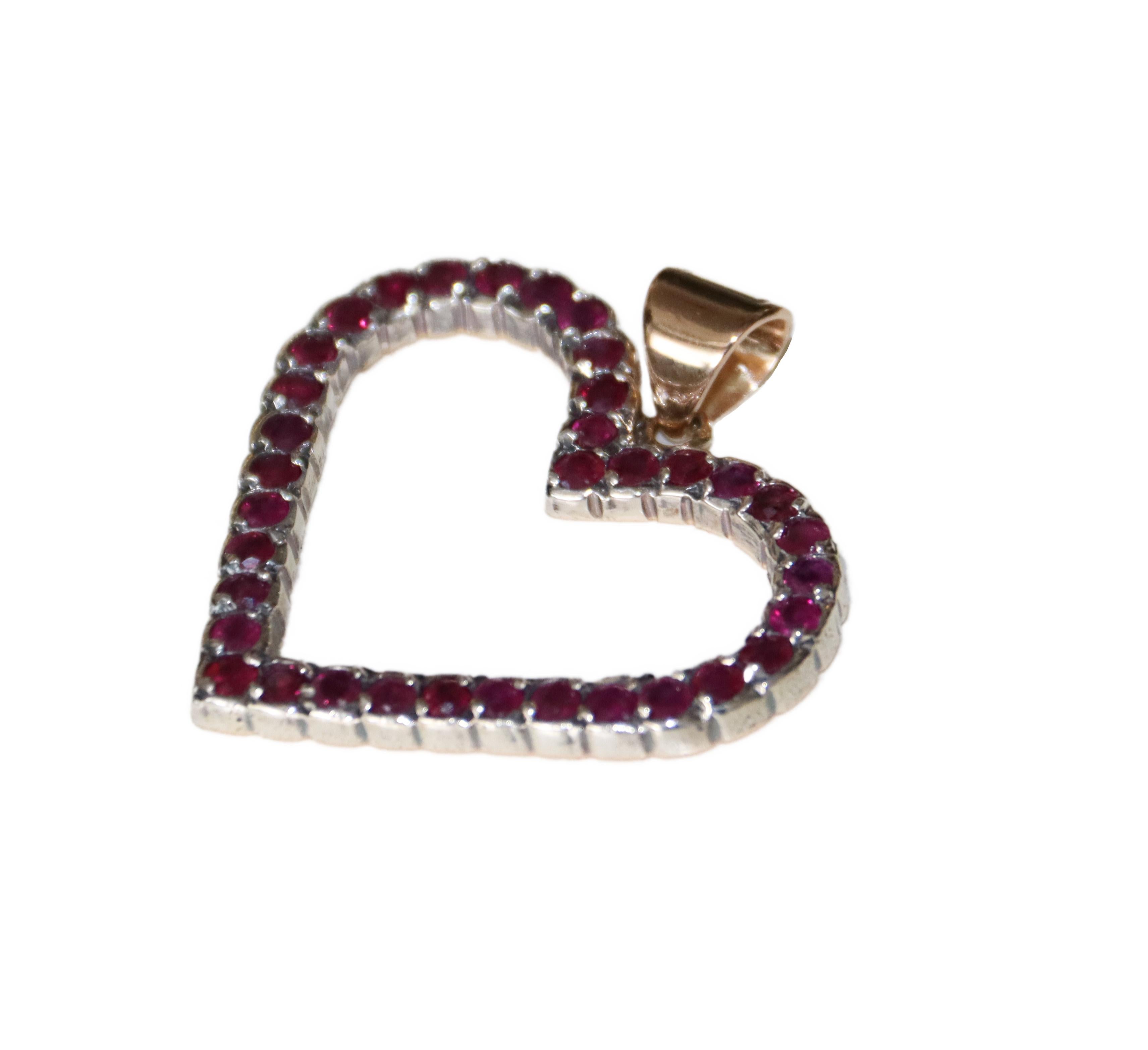 Women's Rubies Yellow Gold 9 Karat Pendant Necklace For Sale