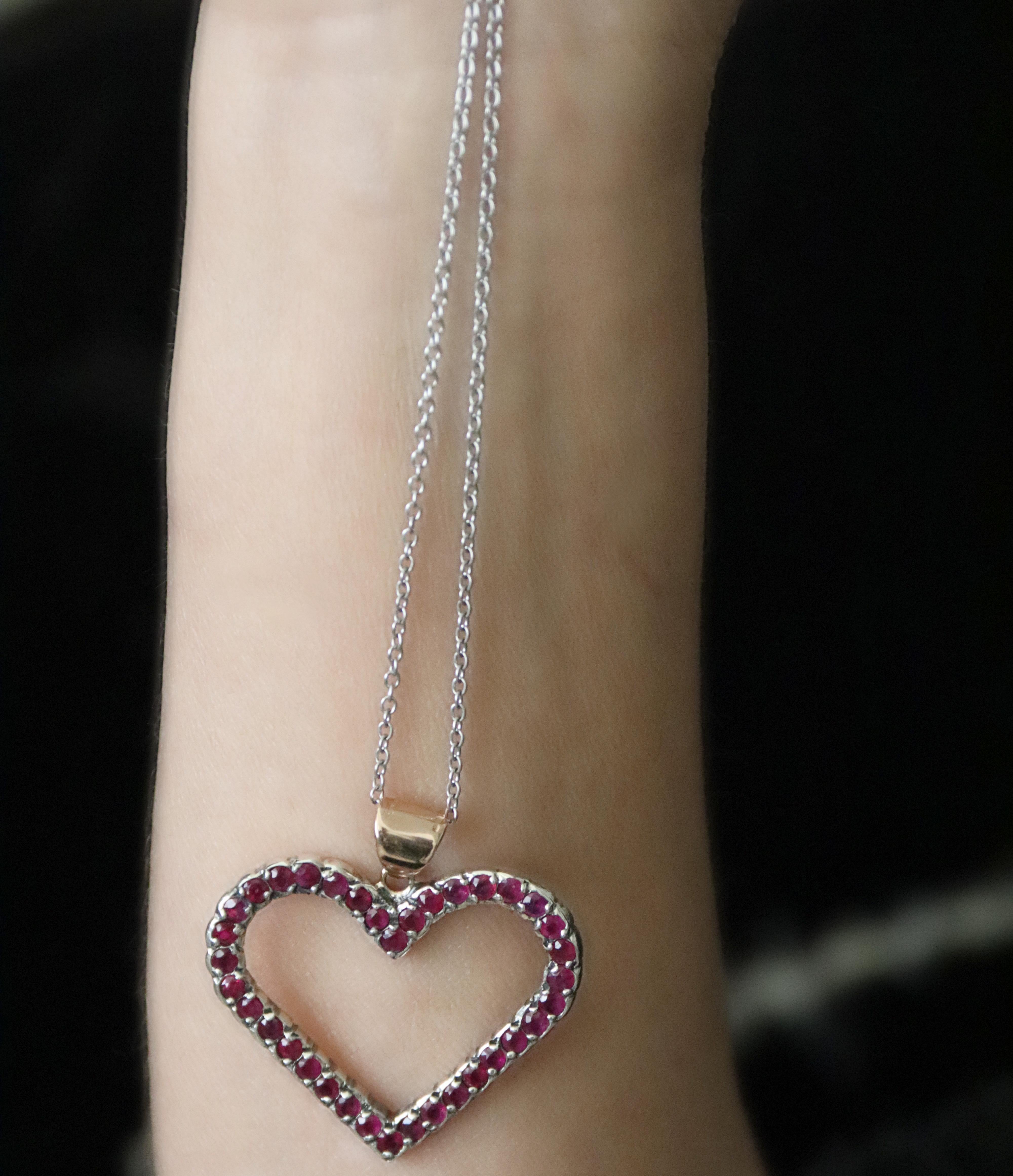 Rubies Yellow Gold 9 Karat Pendant Necklace For Sale 5