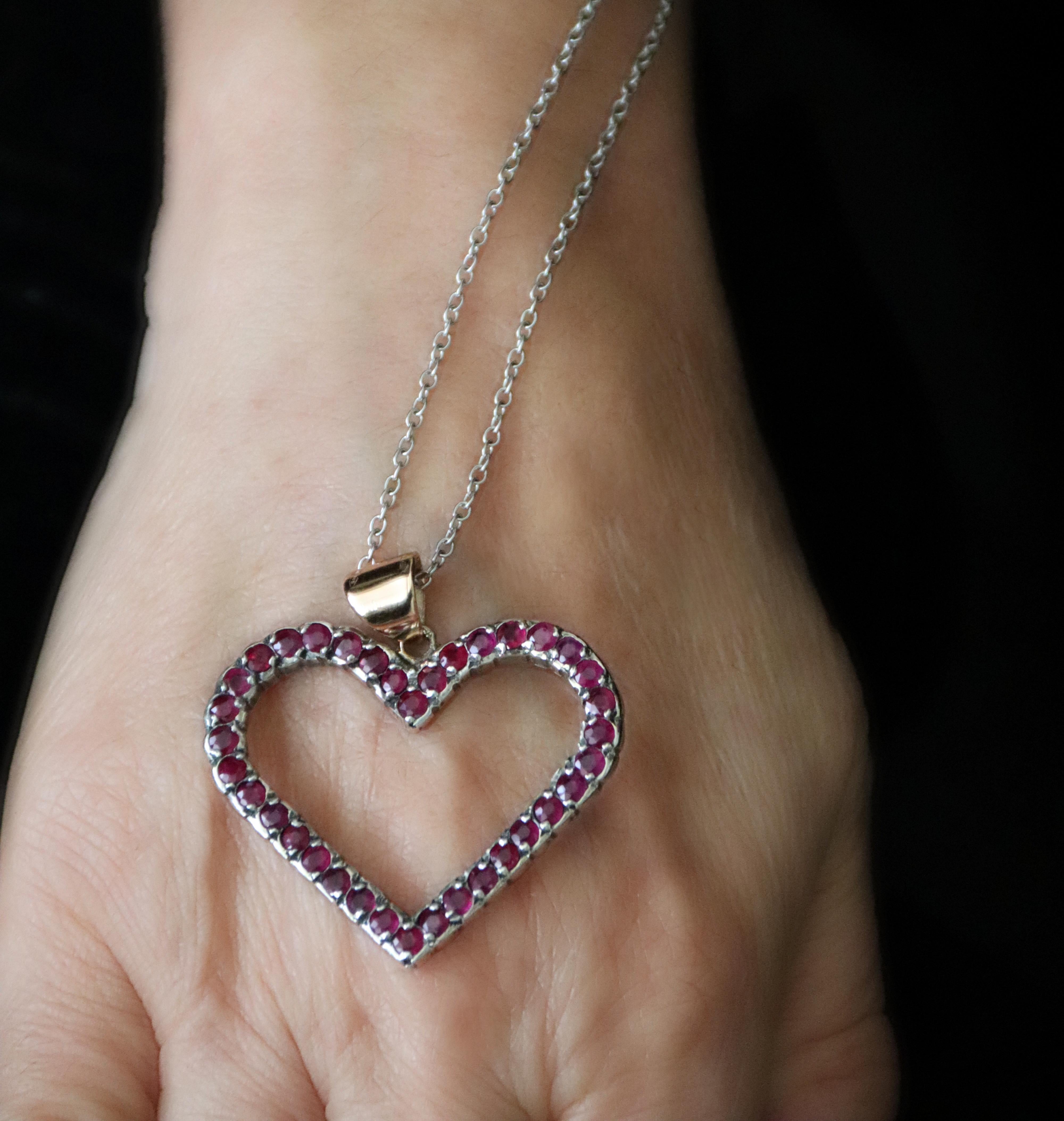 Rubies Yellow Gold 9 Karat Pendant Necklace For Sale 6