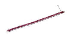 Rubies, Diamonds, 14 Karat White Gold Retrò Bracelet