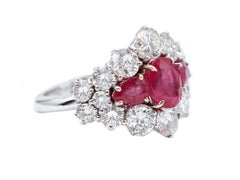 Rubies, Diamonds, 14 Karat White Gold Retrò Ring