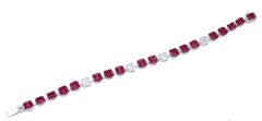 Rubies, Diamonds, 18 Karat White Gold Modern Bracelet