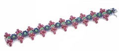 Rubies, Emeralds, Sapphires, 14 Karat White and Rose Gold Bracelet