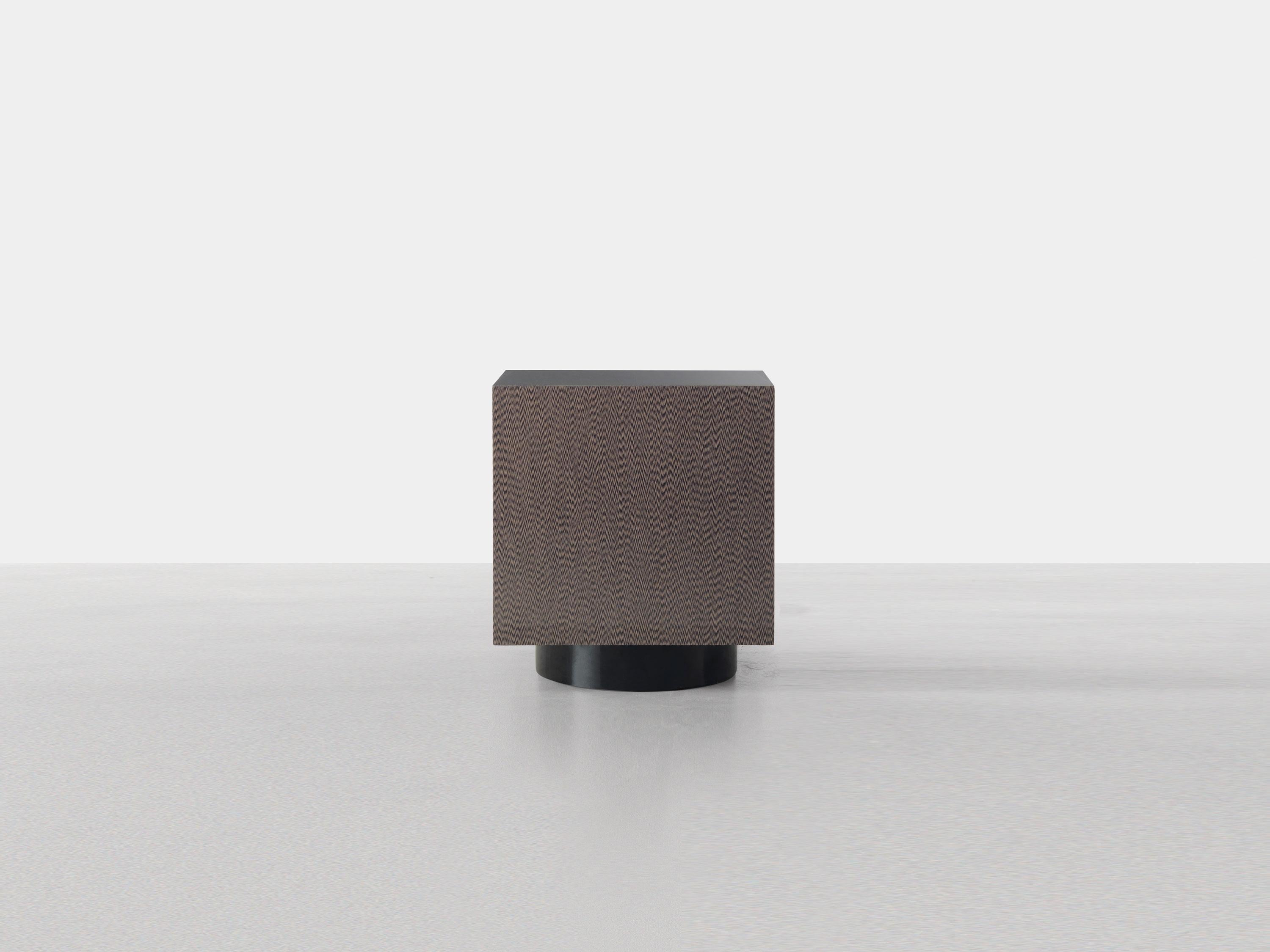 Rubik Container by Somaschini
Dimensions: W 50 x D 50 x H 60 cm
Materials: Plywood structure and door with workmanship at 45 degrees. Doors with push-pull system opening. Internal compartment with bronze glass shelf. The element is modular as