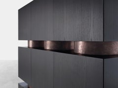 Rubik, Modular black Ash cubic cabinet, Dainelli Studio for Somaschini, Italy