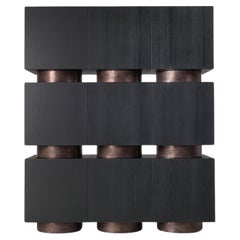 Rubik, Modular black Ash cubic cabinet, Dainelli Studio for Somaschini, Italy