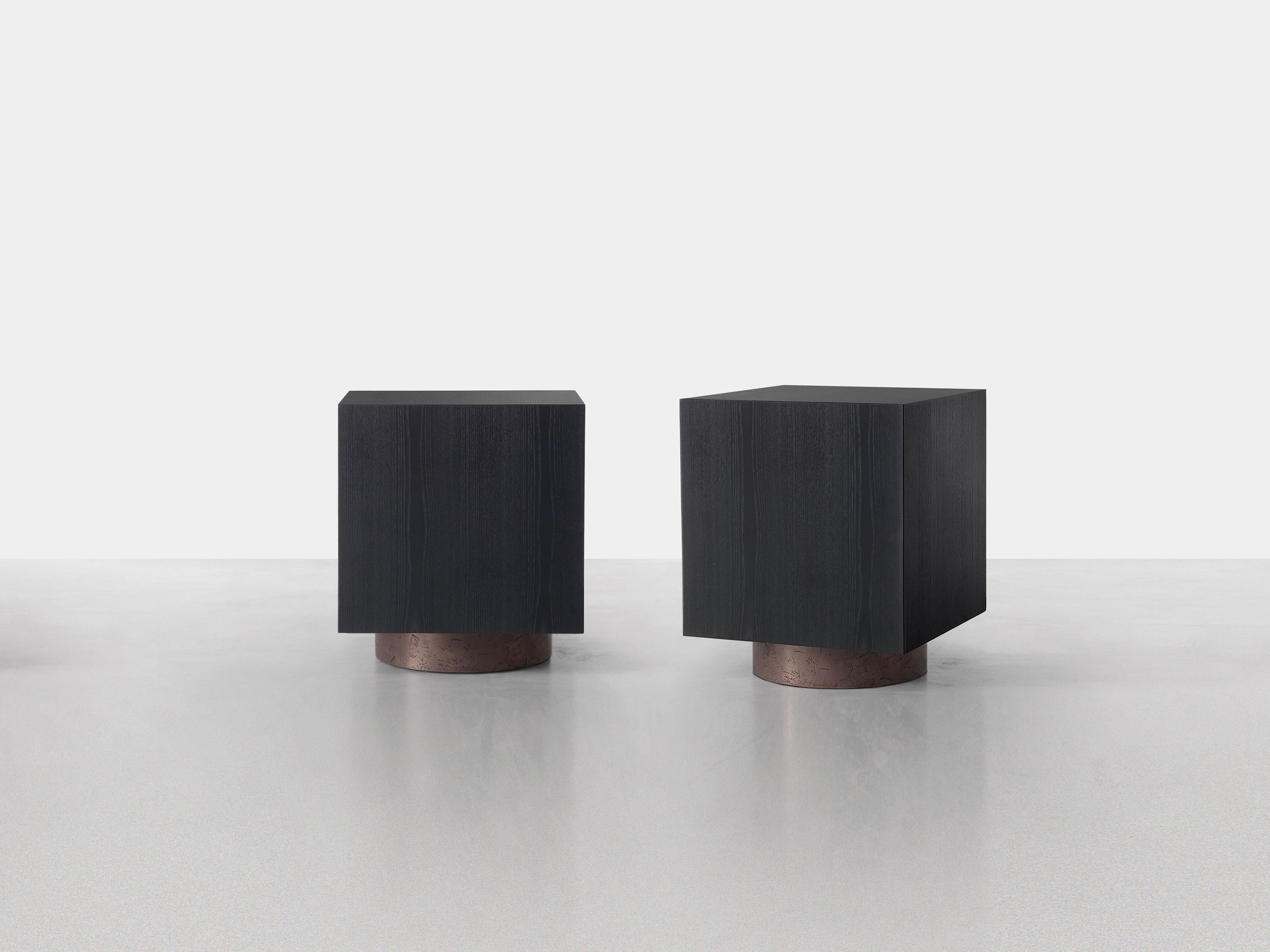 Modularer kubischer Rubinbehälter aus schwarzer Esche, Dainelli Studio für Somaschini, Italien (Italian) im Angebot