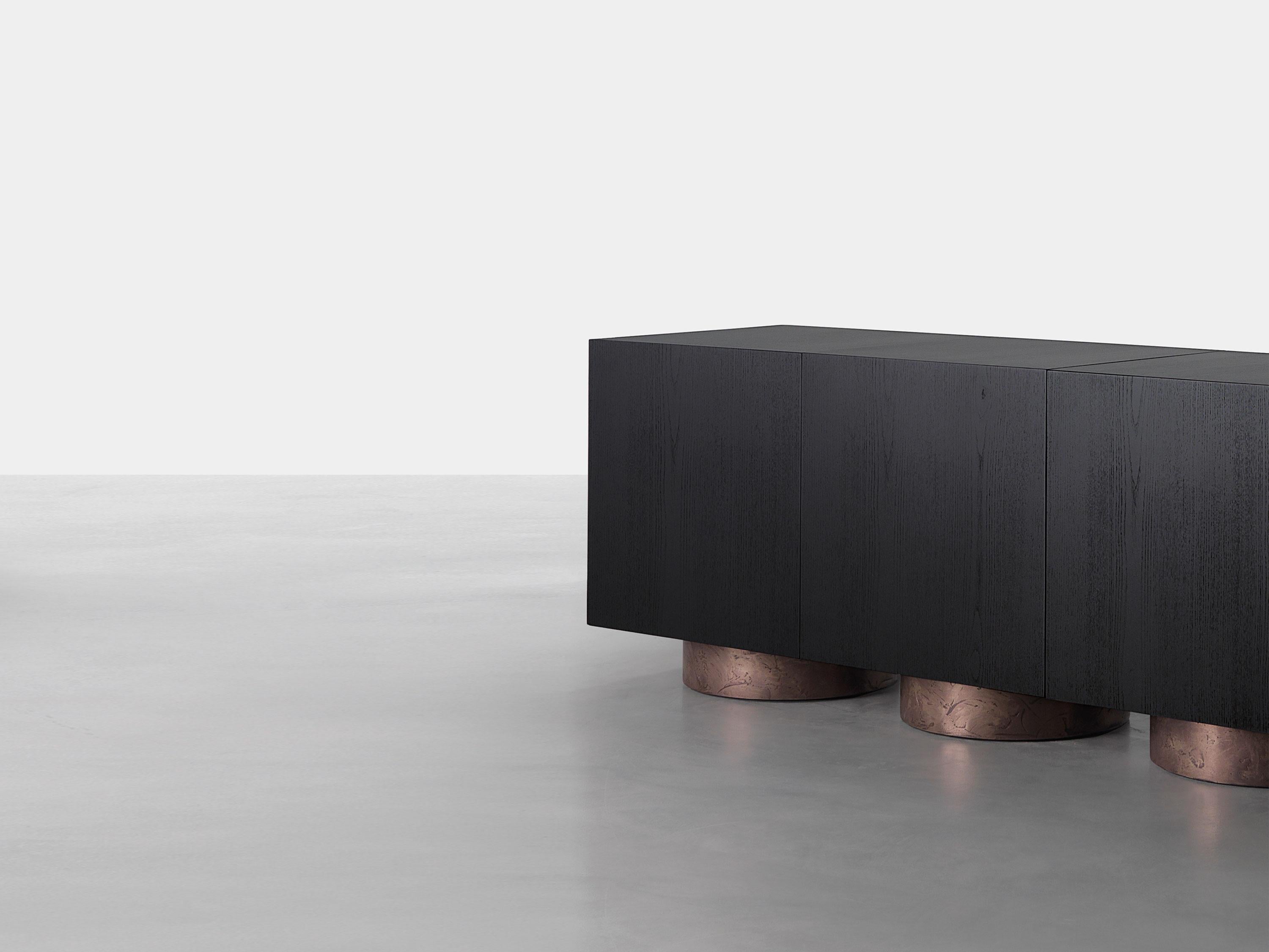 Italian Rubik, Modular black Ash cubic sideboard, Dainelli Studio for Somaschini, Italy For Sale