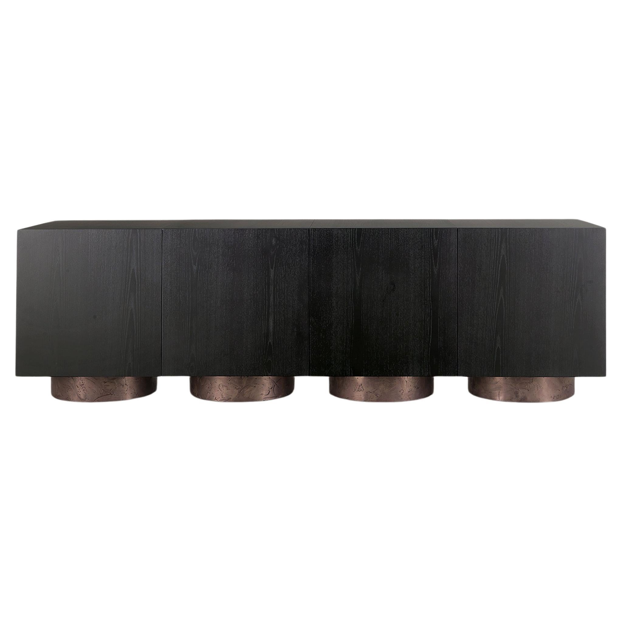 Rubik, Modular black Ash cubic sideboard, Dainelli Studio for Somaschini, Italy For Sale