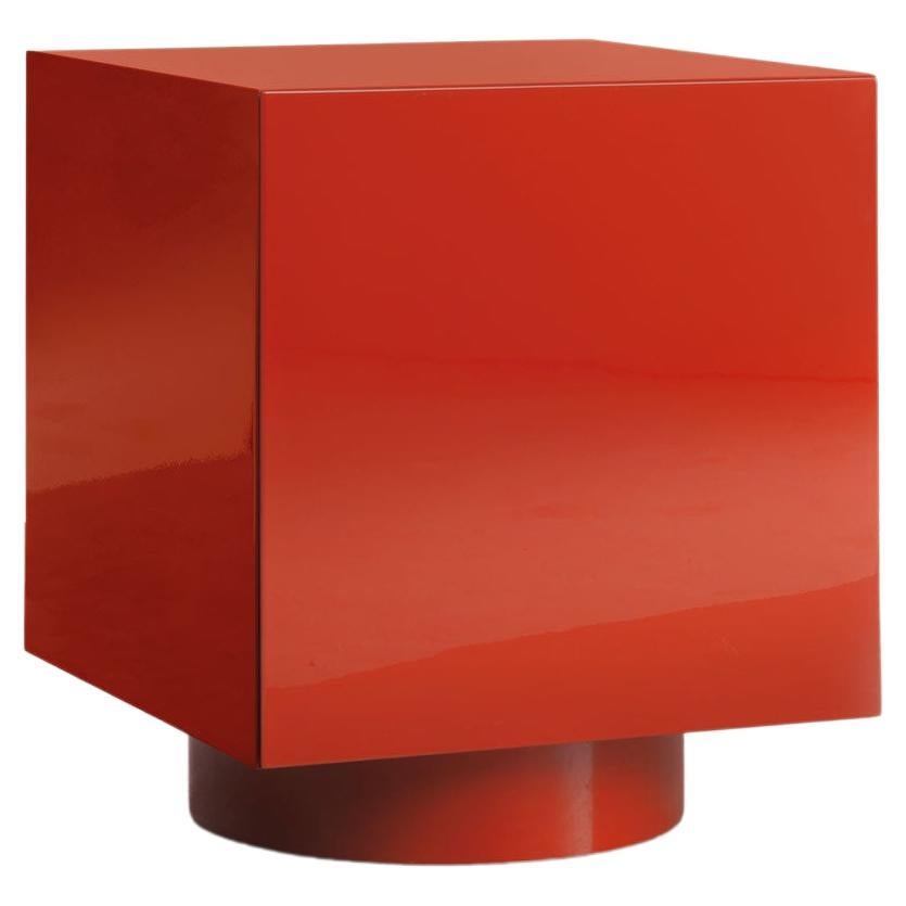 Rubik, modular coral red cubic container, Dainelli Studio for Somaschini, Italy