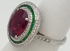 Rubilite Tourmaline, Emerald and Diamond
