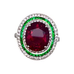 Rubilite Tourmaline, Emerald and Diamond