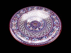 Rubin Red Plate Gold Luster Glided Hand Painted Majolica Centerpiece Bowl Deruta