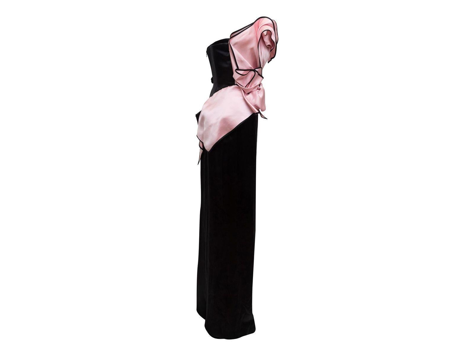 Women's Rubin Singer Black & Pink Strapless Gown