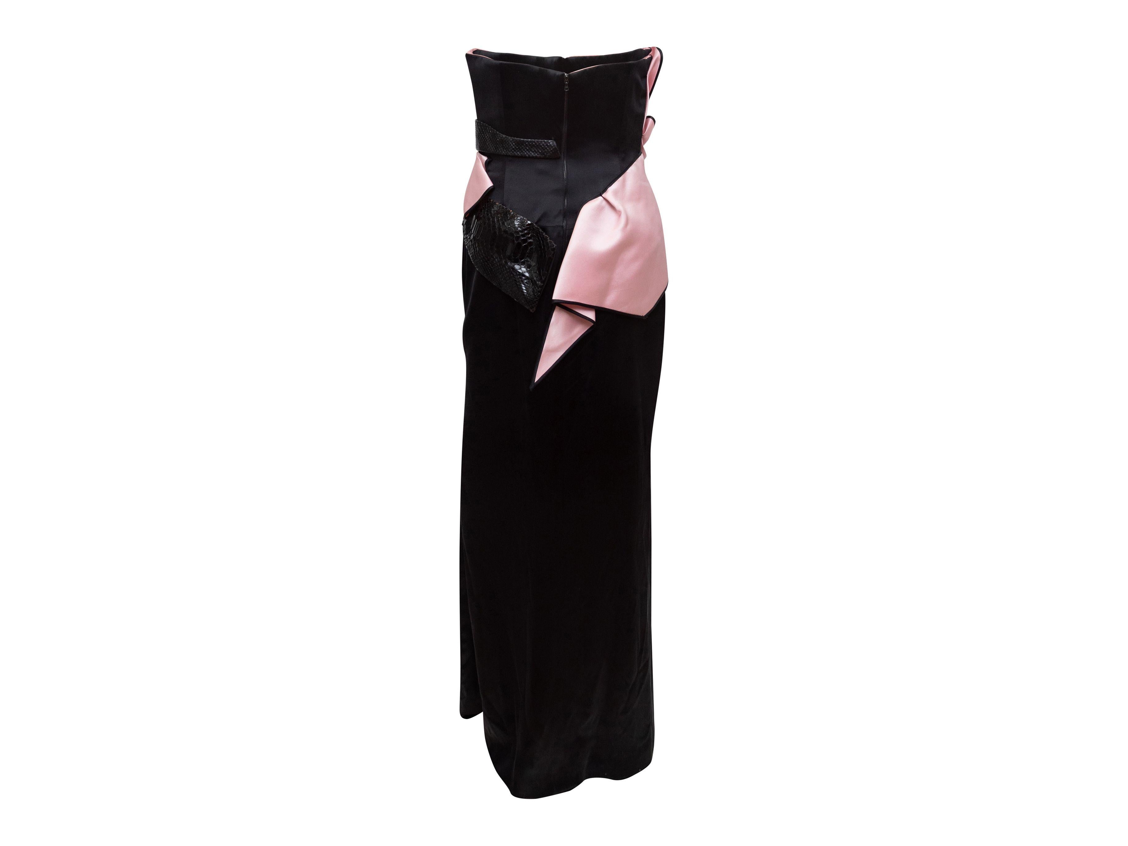 Rubin Singer Black & Pink Strapless Gown 1