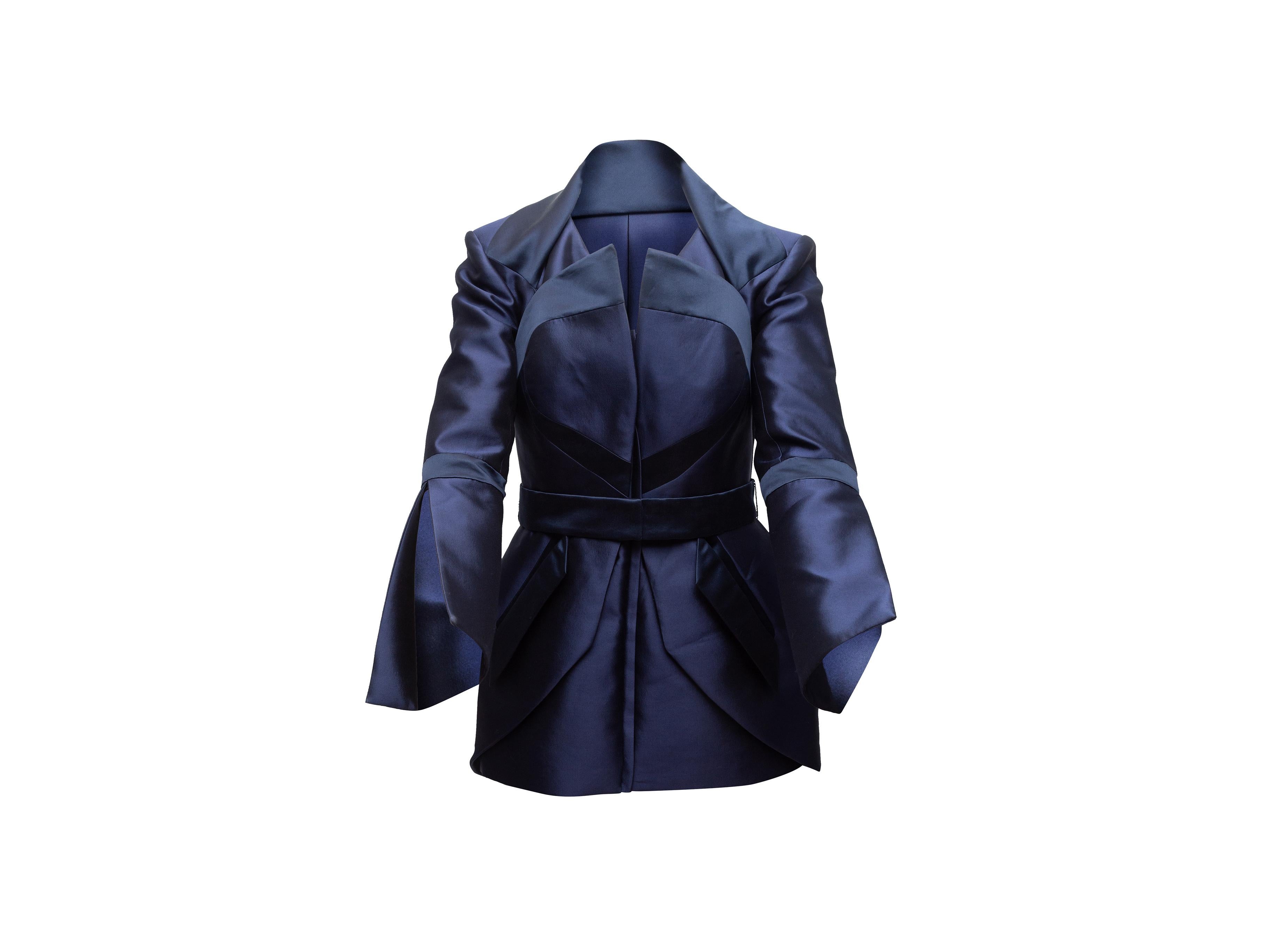 Rubin Singer Navy Wool & Silk-Blend Structured Jacket In Good Condition In New York, NY