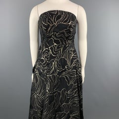 Rubin Singer Taglia 14 Nero e Oro Floreale in misto lana senza spalline Bustier da sera Vai