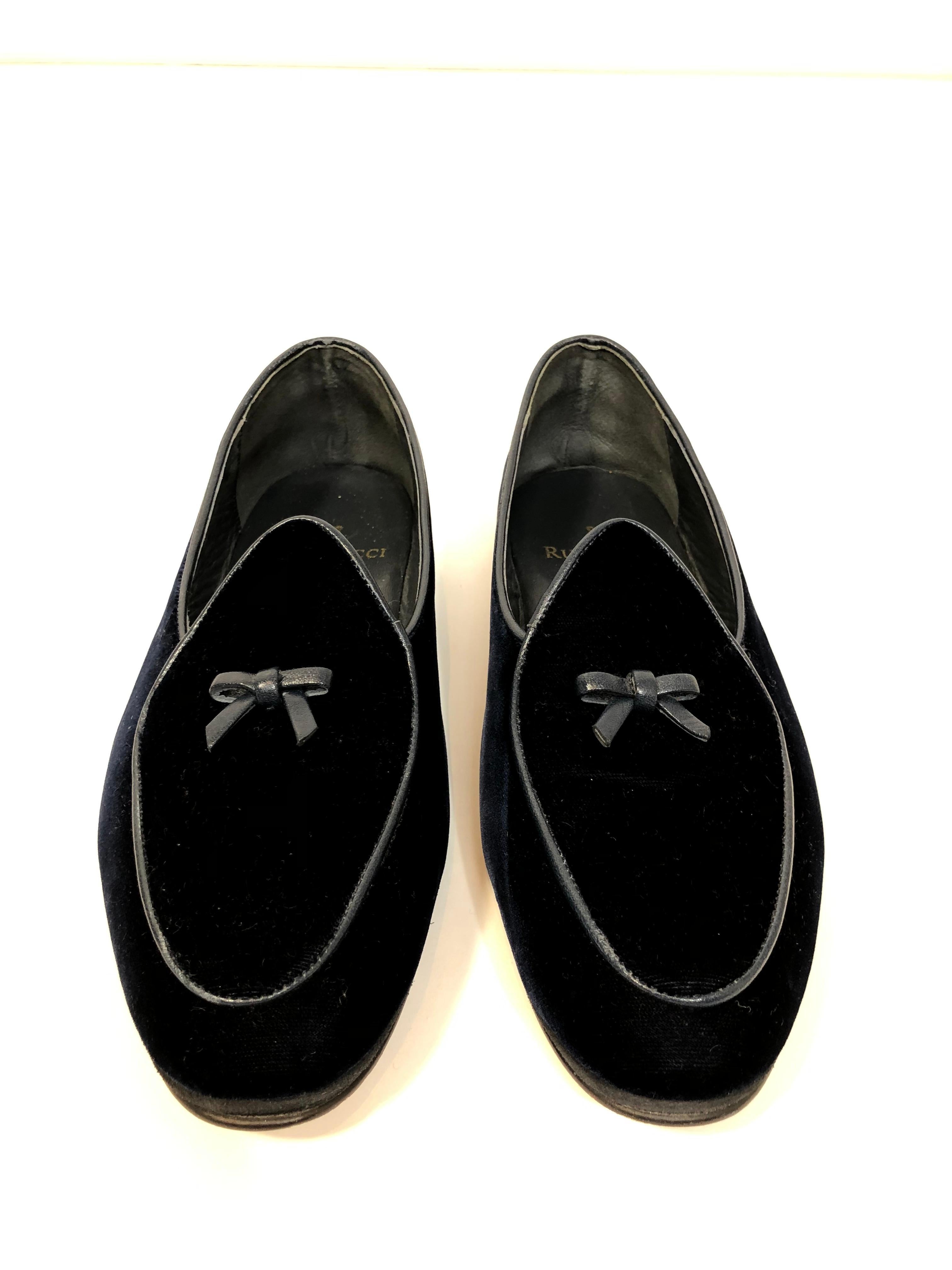 Black Rubinacci Velvet Belgian Style Loafers