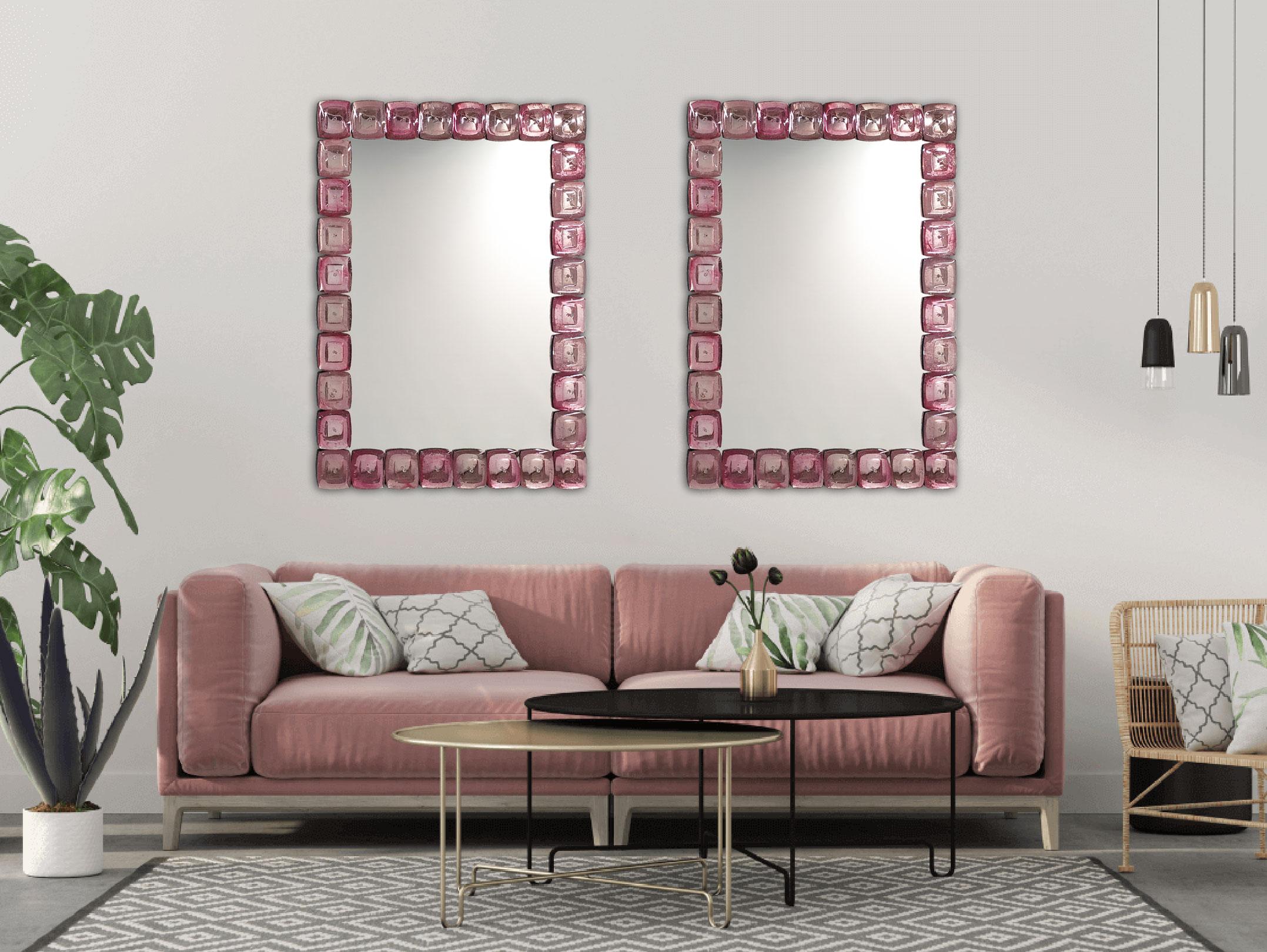 „RUBINO“ Specchio im Vetro di Murano-Stil im zeitgenössischen Stil, Fratelli Tosi (Handgefertigt) im Angebot