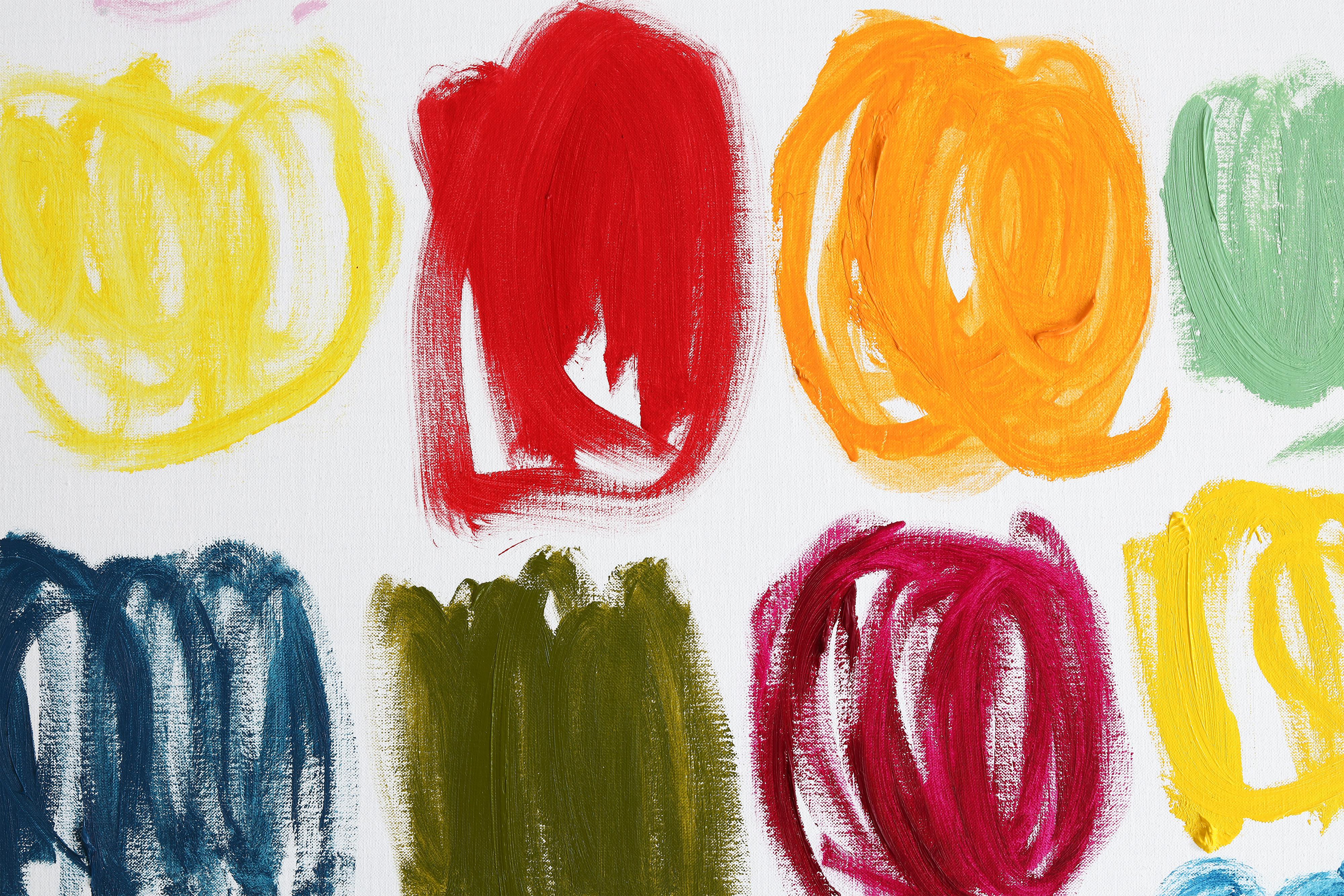 Pittura astratta contemporanea su tela di lino 110 x 90 cm - Abstract Painting Beige di Rubins J. Spaans