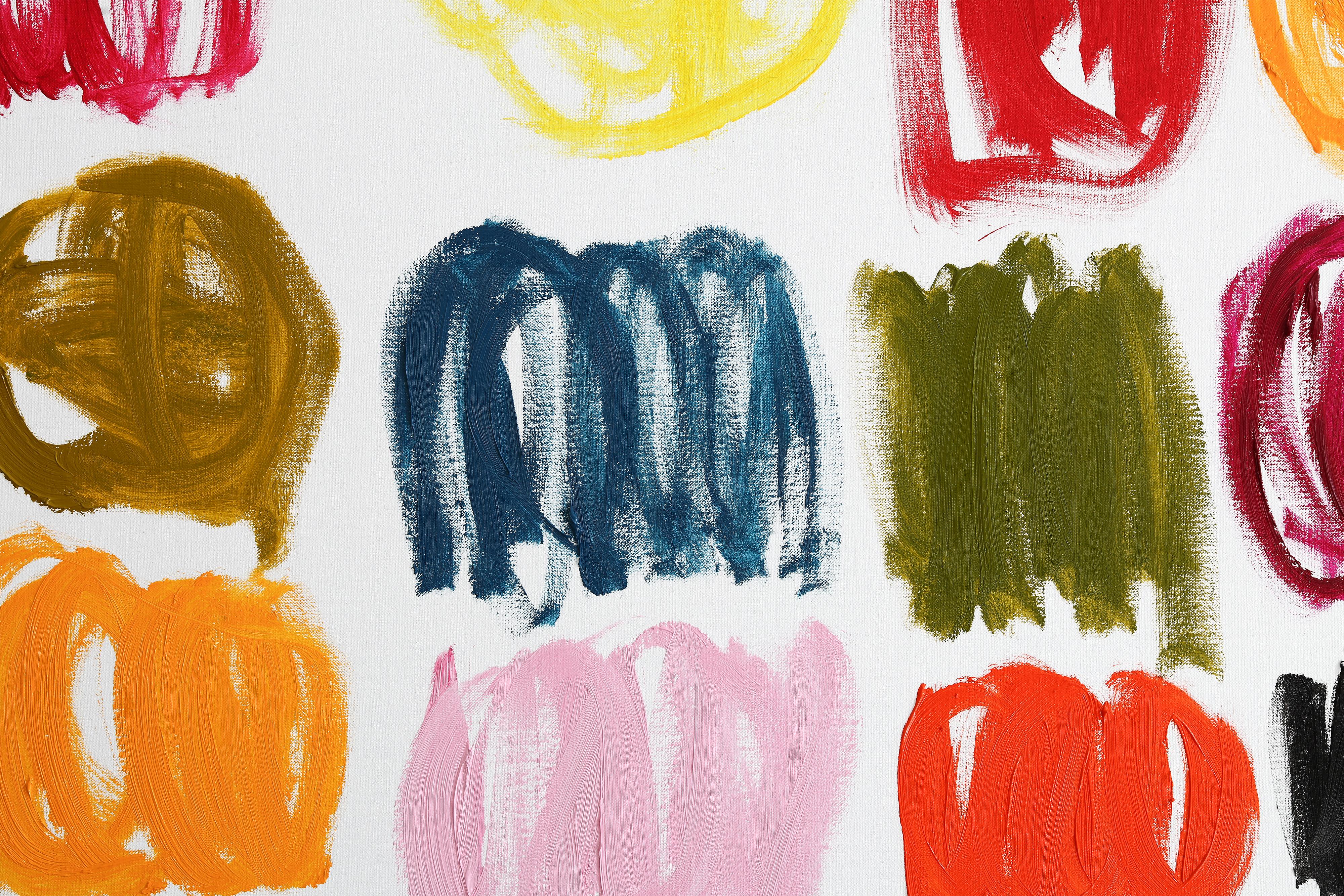 Questo dipinto astratto a olio è opera dell'artista contemporaneo e insegnante d'arte olandese Rubins J. Spaans. Un dipinto a olio unico su tela di lino belga della migliore qualità. Il dipinto è uno studio sul colore che riporta lo spettatore alle