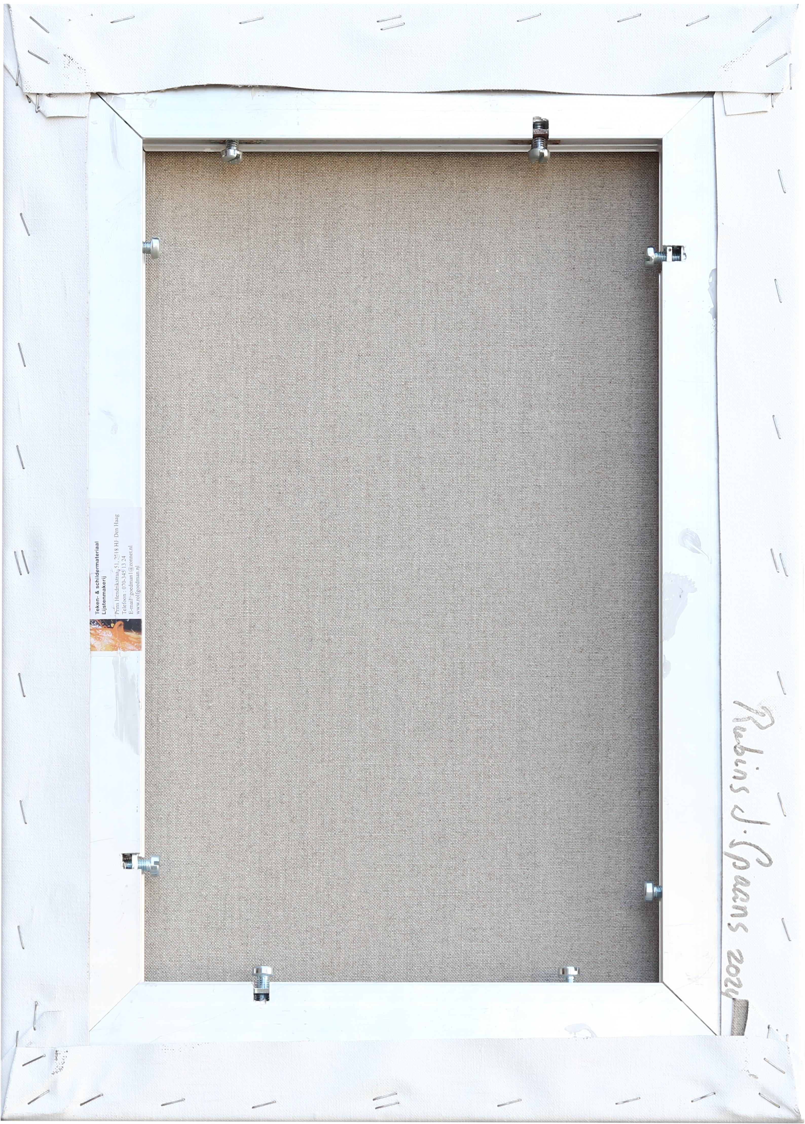 Quadro astratto su tela di lino dell'artista contemporaneo e insegnante d'arte olandese Rubins J. Spaans. Il dipinto è uno studio sul colore che riporta lo spettatore alle opere astratte realizzate da Rubins negli anni '90 e nei primi anni