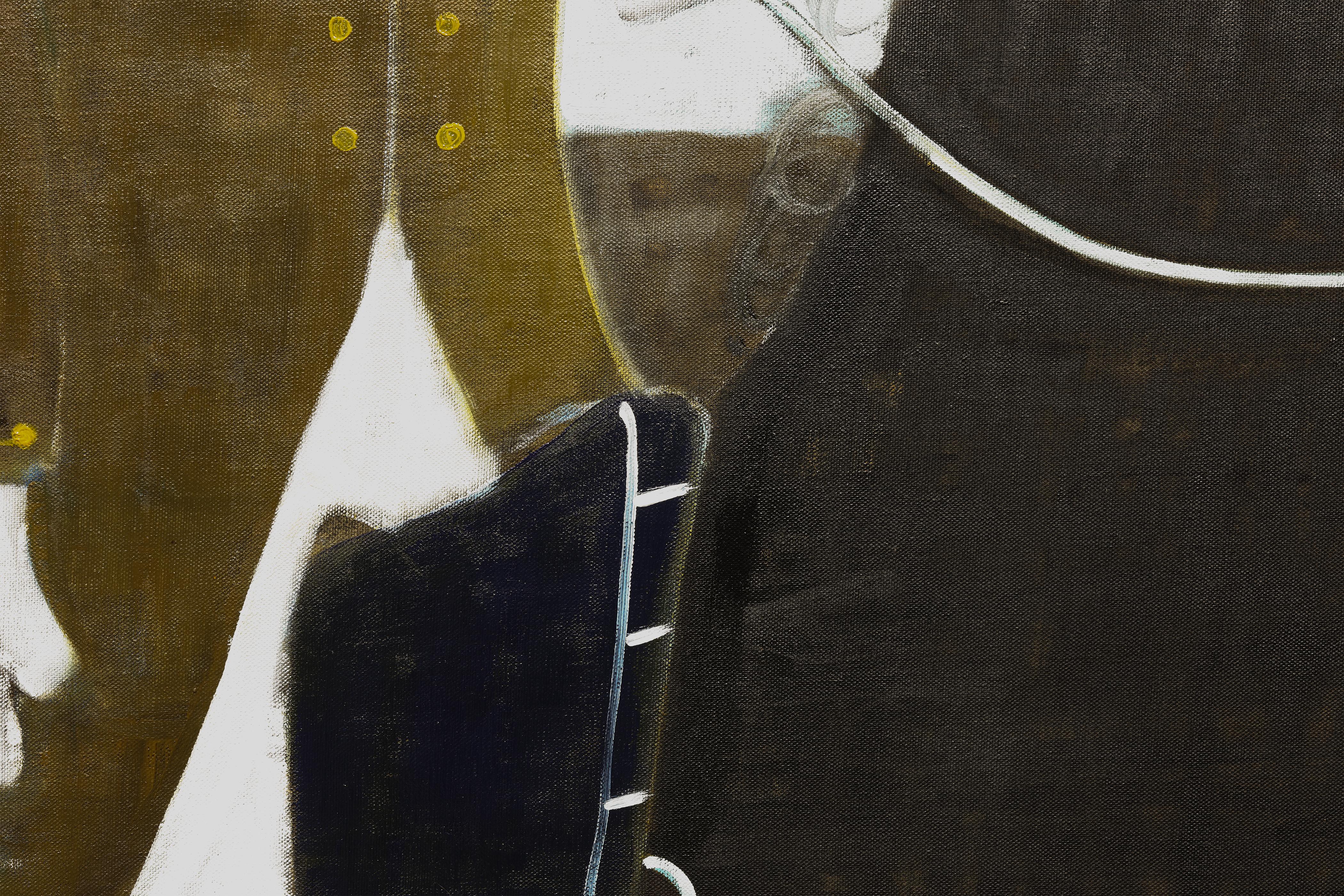 Ritratto equestre contemporaneo. Pittura ad olio di cavallo di grandi dimensioni 200 x 180 cm in vendita 2